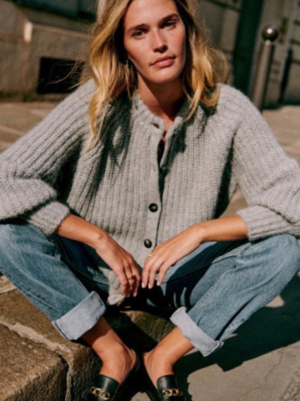 Sezane Emile cardigan in Mottled Grey